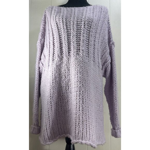 Free people loose Knit Chunky sweater purple oversized soft medium - Picture 1 of 16